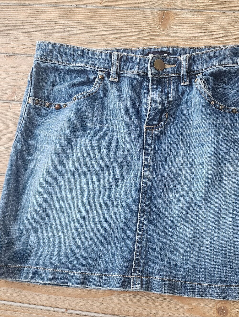 Gap Denim Mini Skirt with Studded Pocket Trim - Light Blue